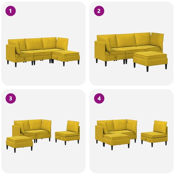 Möbelset för vardagsrummet med kudde 4 pcs Gul Sammet