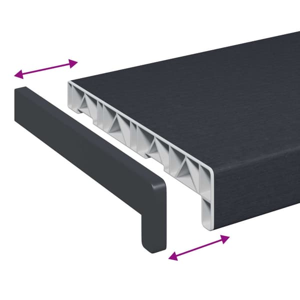 Fönsterbräda Anthracit med träådring 80 x 25 x 4,5 cm PVC