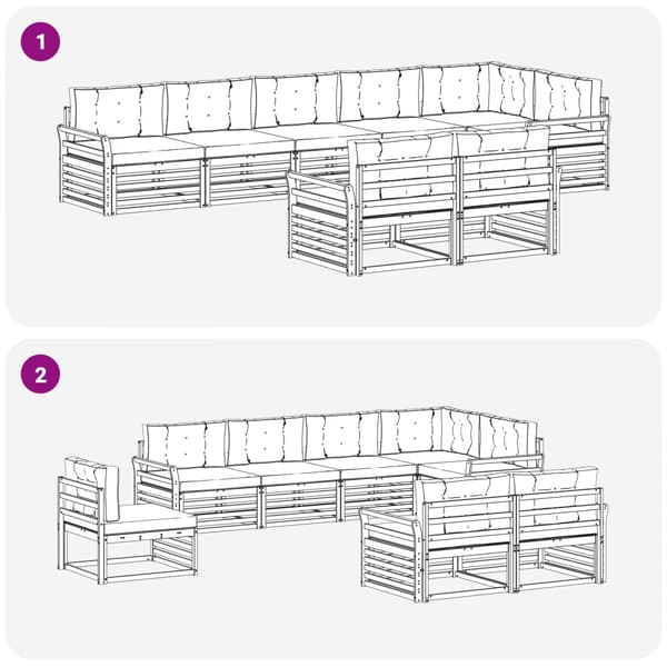 Utomhussoffset 8 pcs Vit och grädde 408 x 170,5 x 73 cm