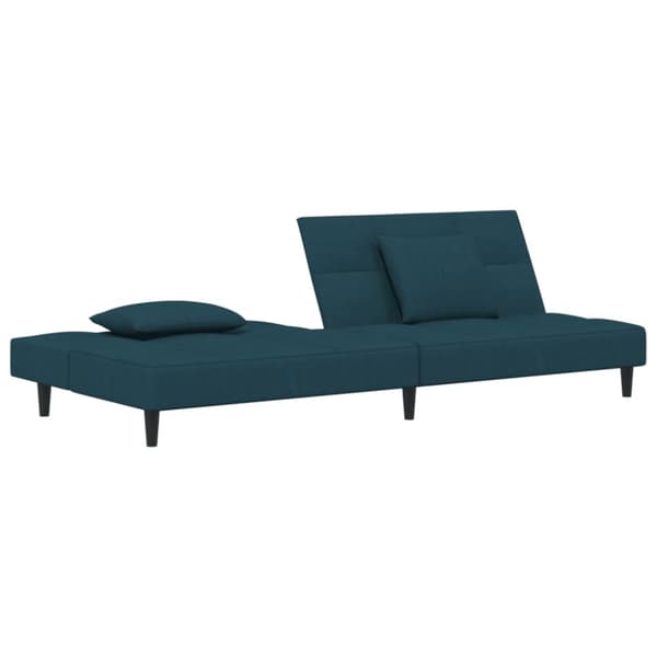 Bäddsoffa 2-sits med två kuddar blå sammet