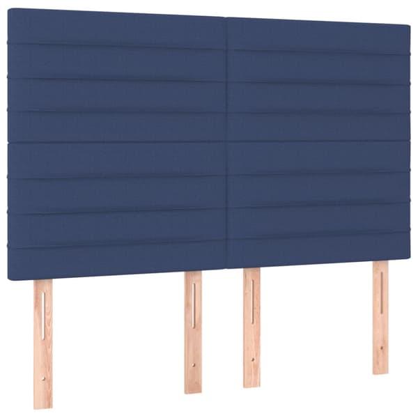 Sänggavel LED blå 144x5x118/128 cm tyg