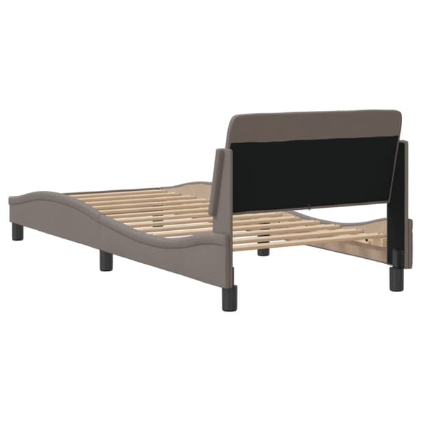 Bed Frame with Headboard "Dover" Taupe 90x200 cm Fabric