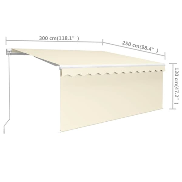 Manuell markis med rullgardin 3x2,5m cm gräddvit