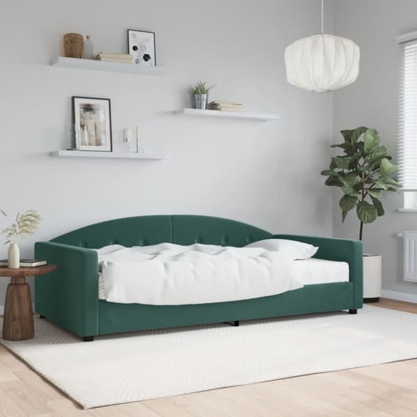Dagbädd med madrass mörkgrön 100x200 cm sammet