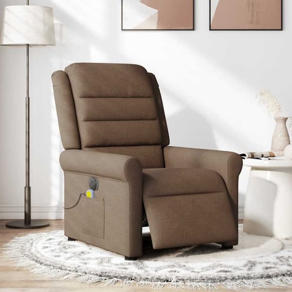 Elektrisk massagefåtölj brun tyg