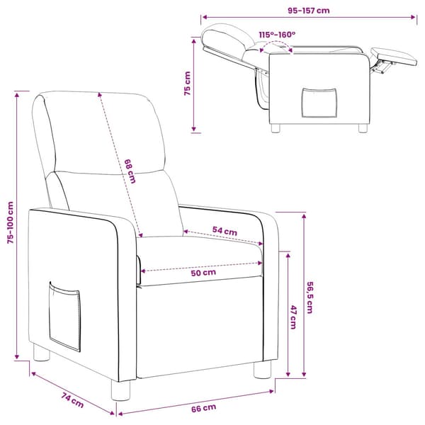 Recliner Vinröd Tyg