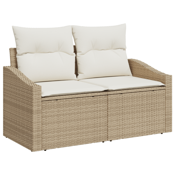 Trädgårdsoffset med kudde 8 pcs Beige och gräddfärgad