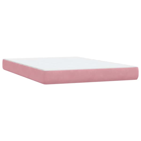 Ramsäng med madrass rosa 160x210 cm sammet
