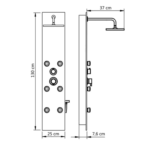 Duschpanel glas 25x44,6x130 cm vit
