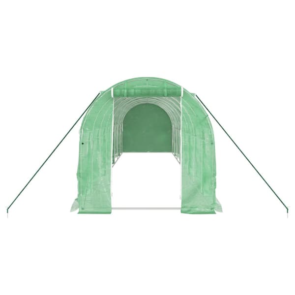 Växthus med stålram grön 16 m² 8x2x2 m