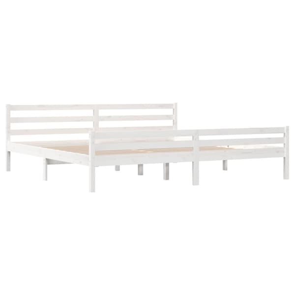 Sängram vit massivt trä 200x200 cm