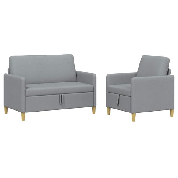 Soffgrupp med förvaring 2 pcs Ljusgrå Polyester