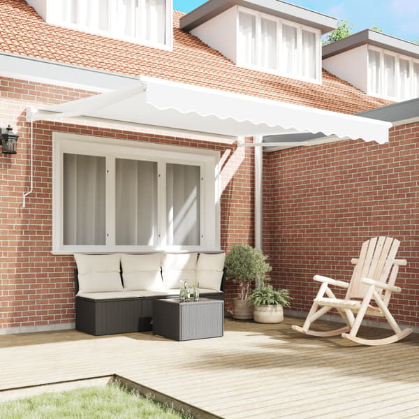 Utfällbar markis Vit 350 x 250 cm Polyester och aluminium