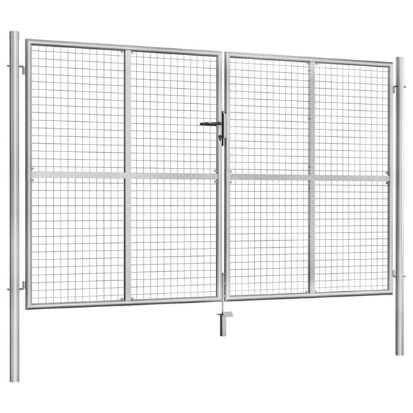Trädgårdsgrind galvaniserat stål 306x200 cm silver