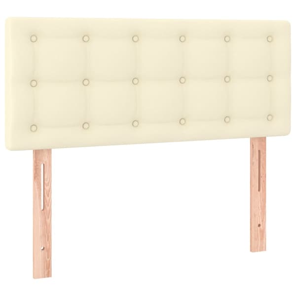 Ramsäng med madrass gräddvit 90x190cm konstläder