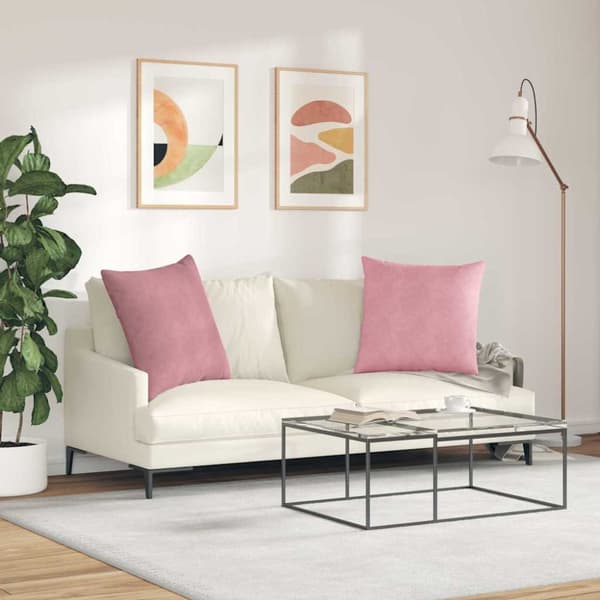 Sofakuddar 2 pcs Rosa 80 x 80 cm Kordread tyg