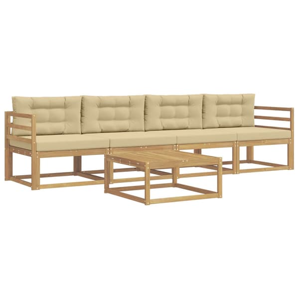 Utomhussoffset med kudde 4 pcs Vit och Beige