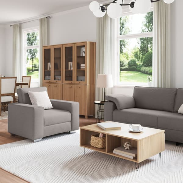 Soffa 3 st Taupe Linnenblandad tyg