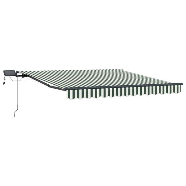 Utfällbar markis Grön och vit 300 x 250 cm tyg