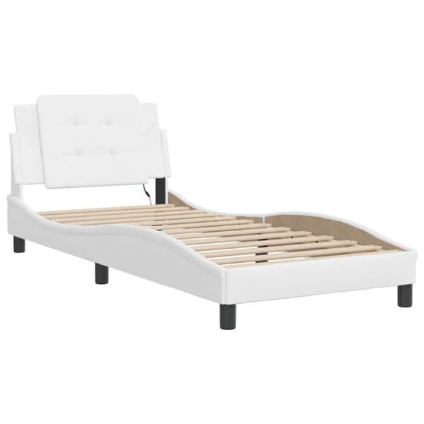 Bed Frame with LED without Mattress "Zadar" White 90x190 cm