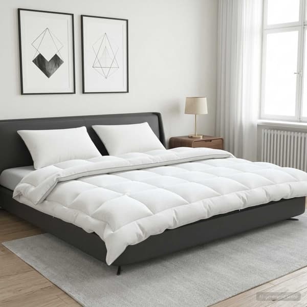 Täcke och kudde set 3 st 200x200 cm Vinter 450 GSM Ull Vit