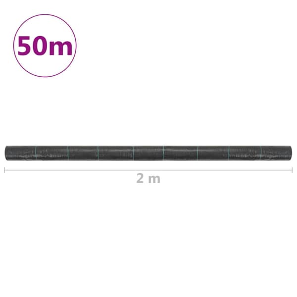Ogräsmatta PP 2x50 m svart