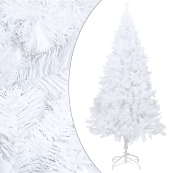 Belyst plastgran med kulor vit 150 cm PVC