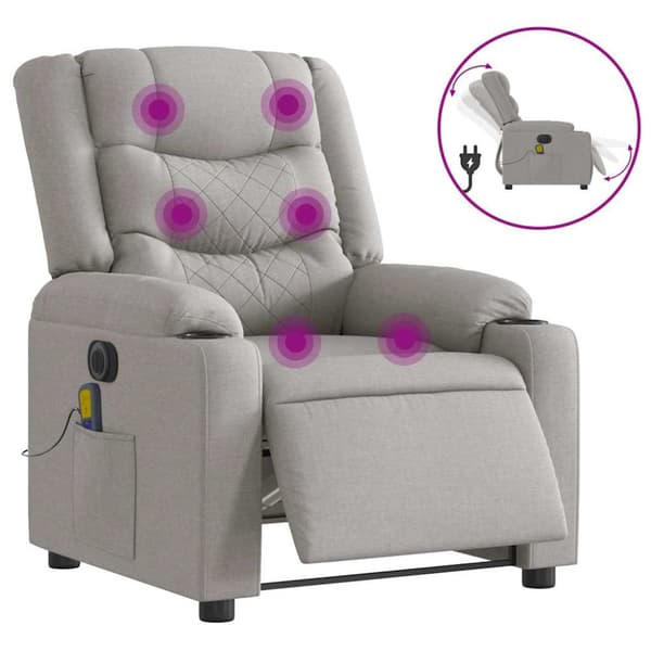 Elektrisk massagefåtölj molngrå tyg
