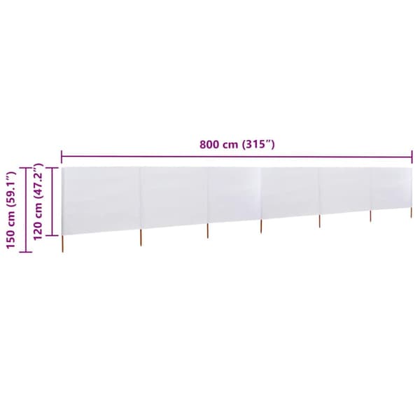 Vindskydd 6 paneler tyg 800x120 cm sandvit