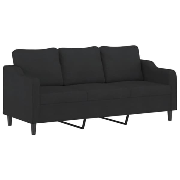 3-sitssoffa svart 180 cm tyg