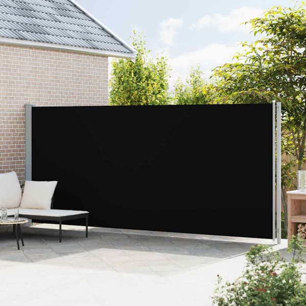 Infällbar sidomarkis 200x600 cm svart