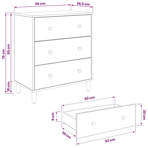 Kommode MAINZ Blommönster 66 x 36,5 x 75 cm Konstruerat trä