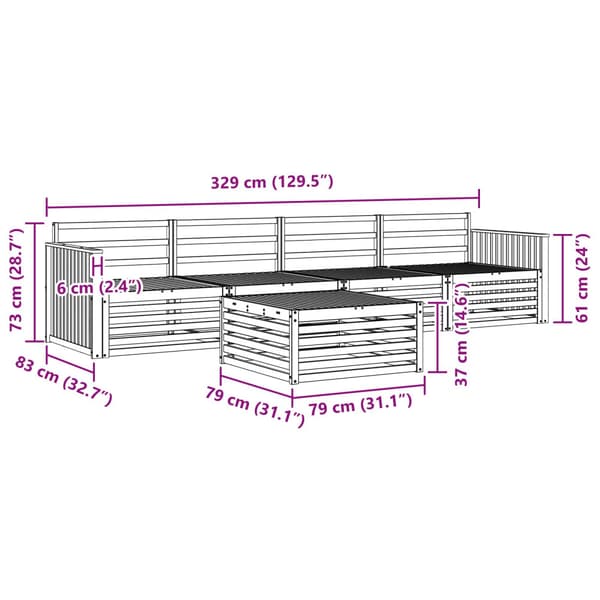 Utomhussoffset 5 pcs Naturfärg