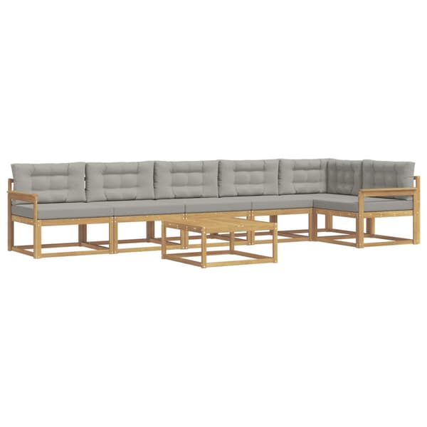 Utomhussoffset 7 pcs Vit och ljusgrå 79 x 79 x 37 cm Polyester