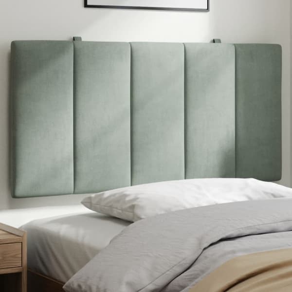 Headboard Cushion "Hanko" Light Grey 100 cm Velvet