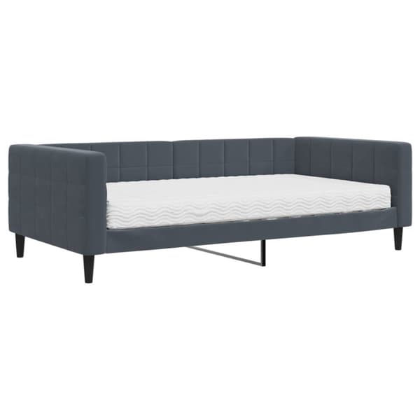 Dagbädd med madrass mörkgrå 100x200 cm sammet