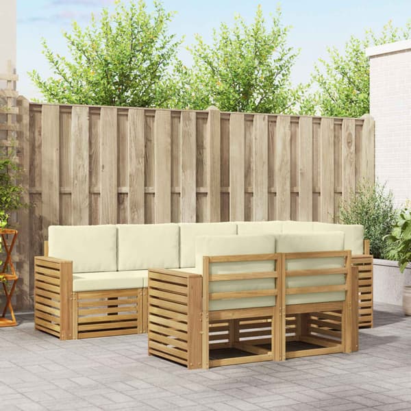 Utomhussoffset 7 pcs Vit och grädde 251 x 132,5 x 73 cm