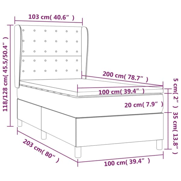 Ramsäng med madrass grå 100x200 cm konstläder