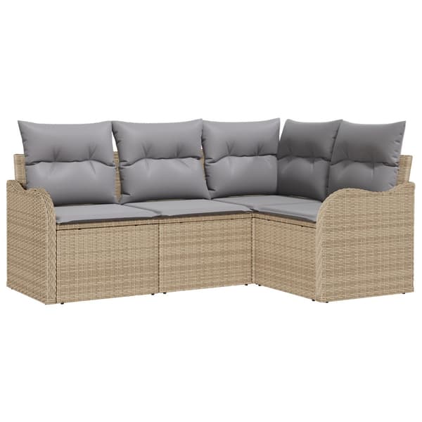 Trädgårdsoffset med lagring 4 pcs Beige konstrotting