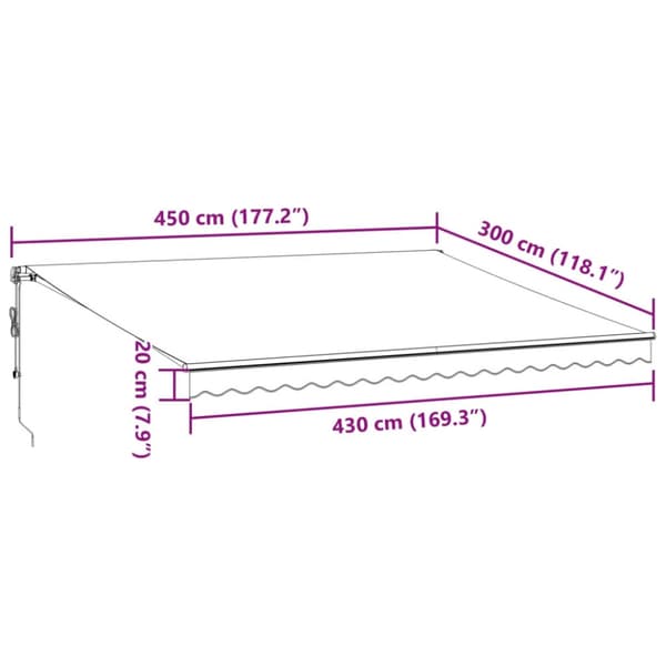 Markis automatiskt infällbar antracit&vit 450x300 cm