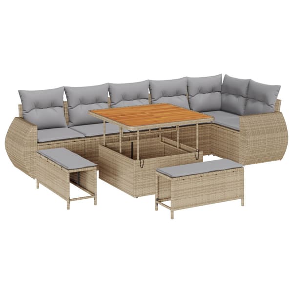 Trädgårdsoffset 9 pcs Beige konstrotting
