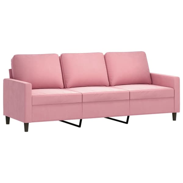 Soffgrupp med dynor 3 delar rosa sammet