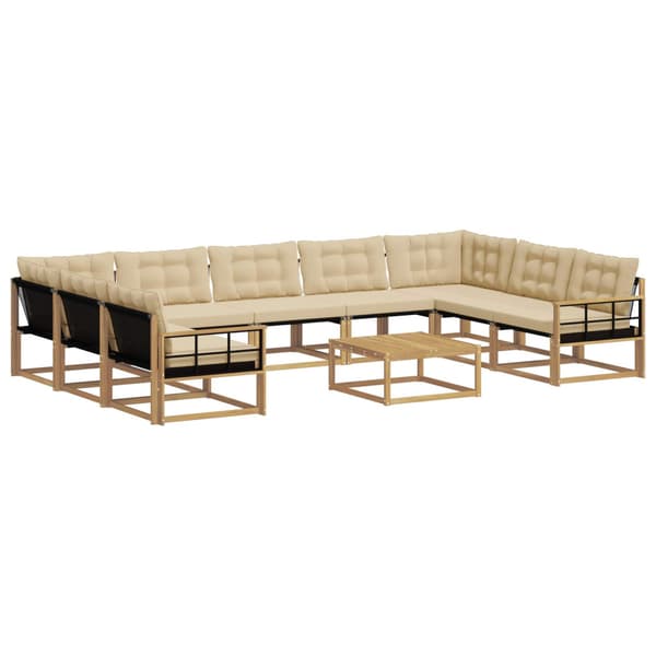 Utomhussoffset med kudde 10 pcs Vit och Beige
