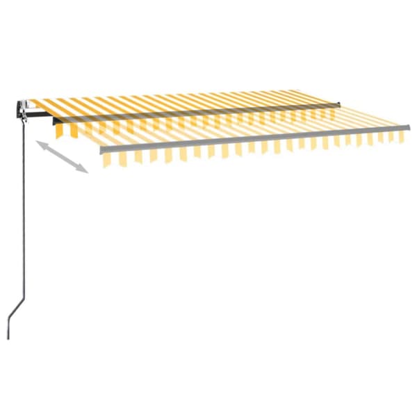 Automatisk markis med vindsensor & LED 400x350 cm gul/vit