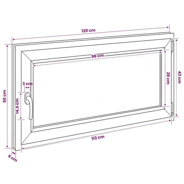 Källarfönster RISOR 120 x 50 cm PVC och glas