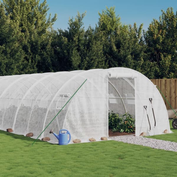Växthus med stålram vit 72 m² 18x4x2 m