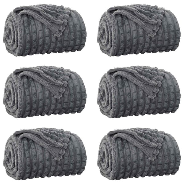 Filtar 6 pcs Mörkgrå 200 x 150 cm Fleece