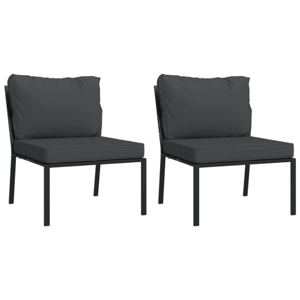 Loungegrupp 7 delar grå dynor stål