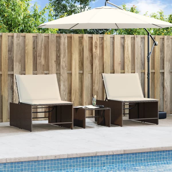 Solstolar 2 st med bord brun konstrotting