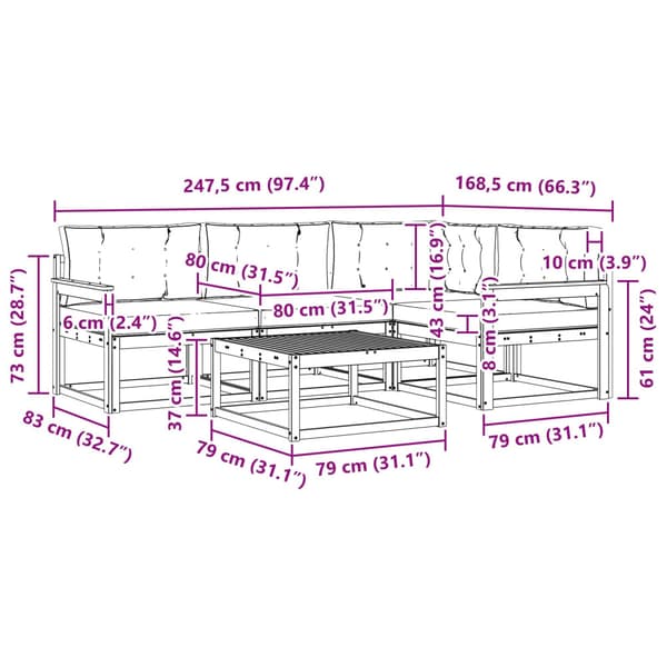 Utomhussoffset 5 pcs Vit och ljusgrå 79 x 79 x 37 cm Polyester